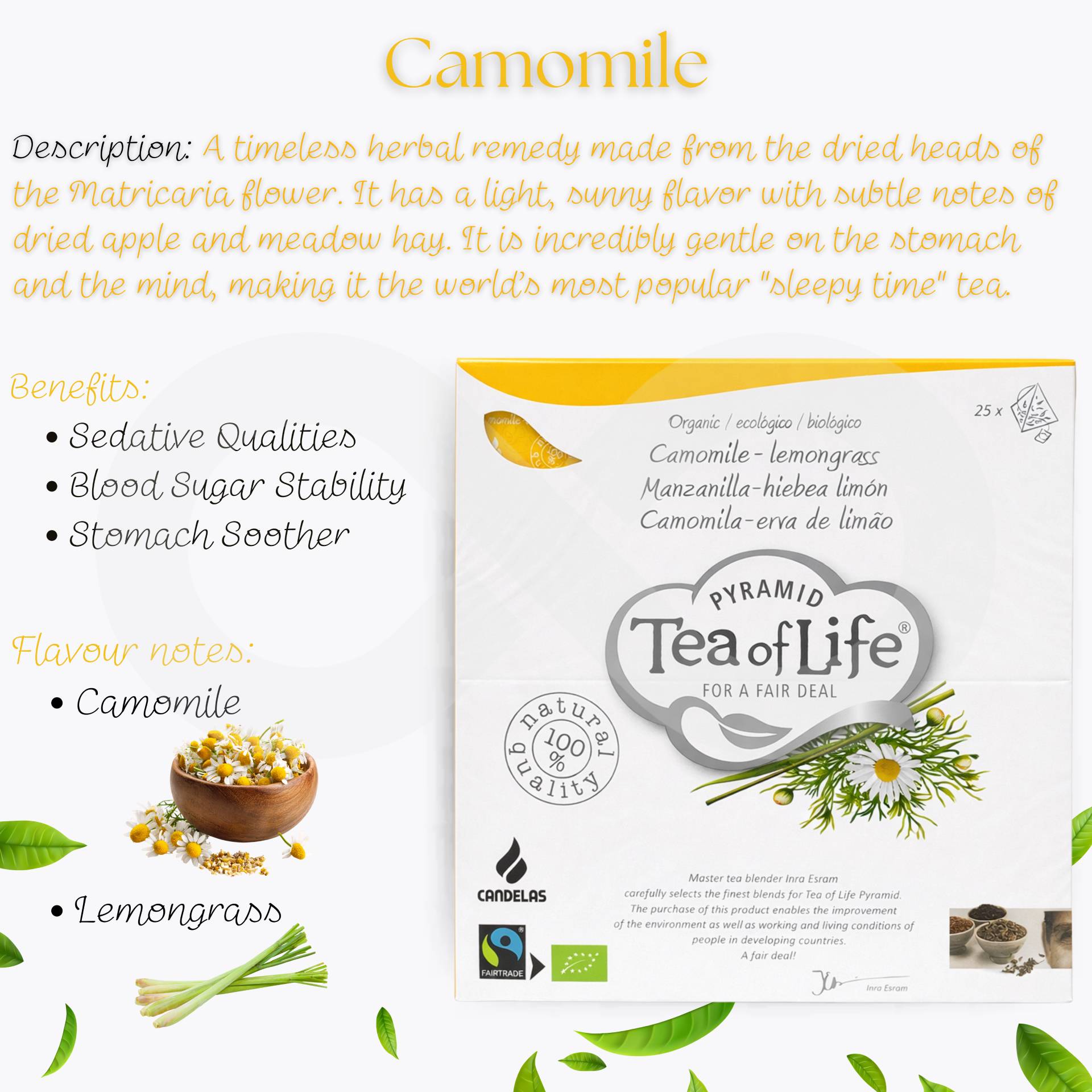 TEA OF LIFE® Chá Camomila & Lemongrass 25 un.