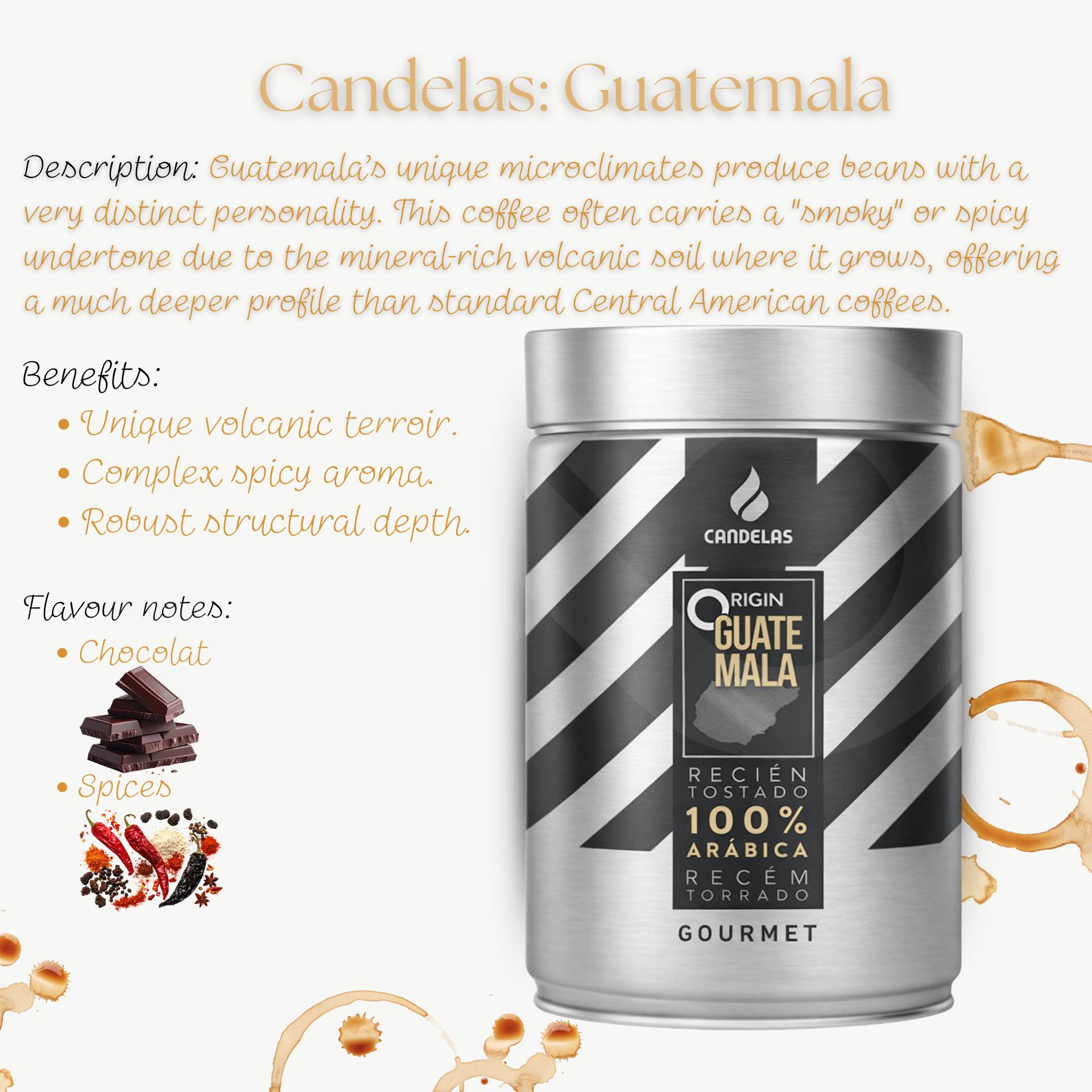 CANDELAS® Ziarna Kawy Origin Guatemala 250g
