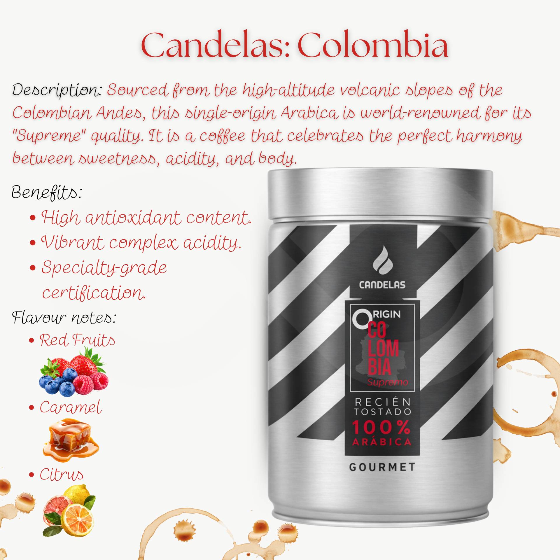 CANDELAS® Coffee Beans Origin Colombia 250g