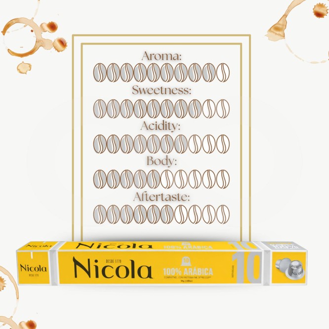 NICOLA 100% Arabica 10 unités Aluminium