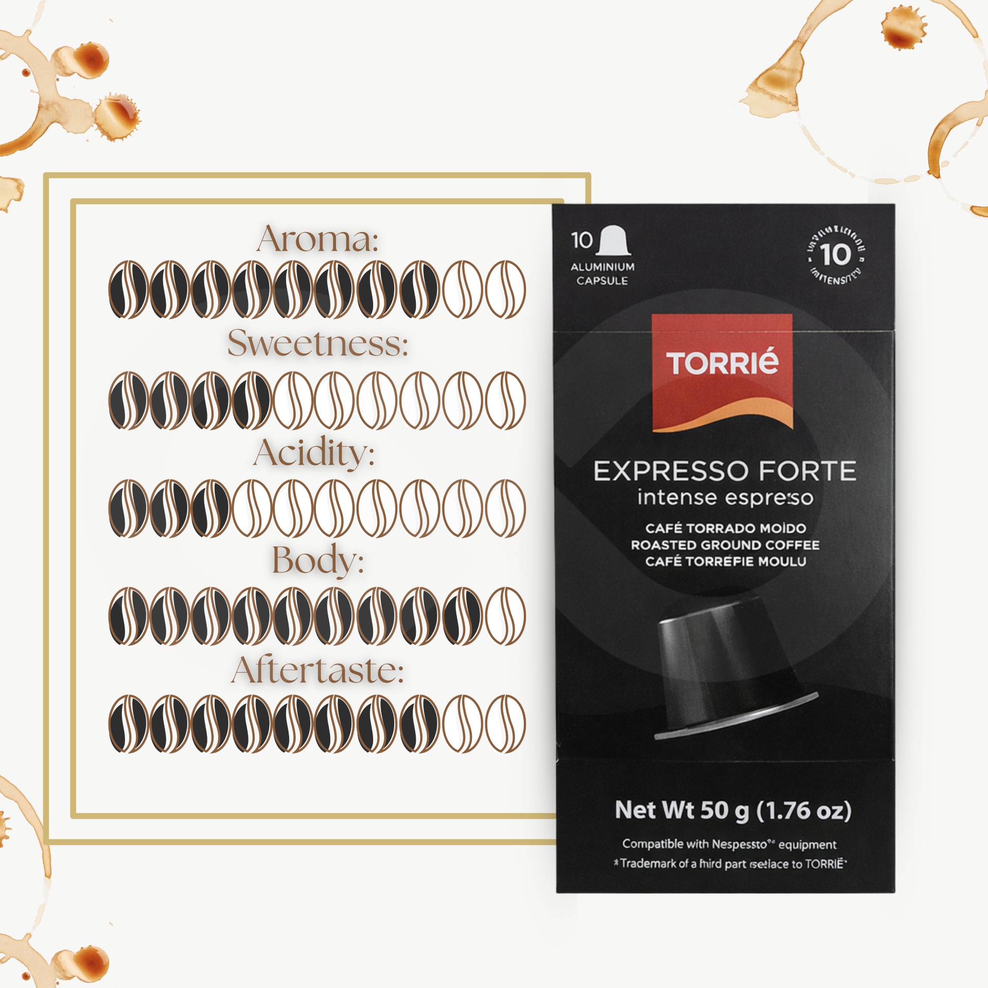 TORRIE® Cápsulas Nespresso Forte 10 un. Aluminio