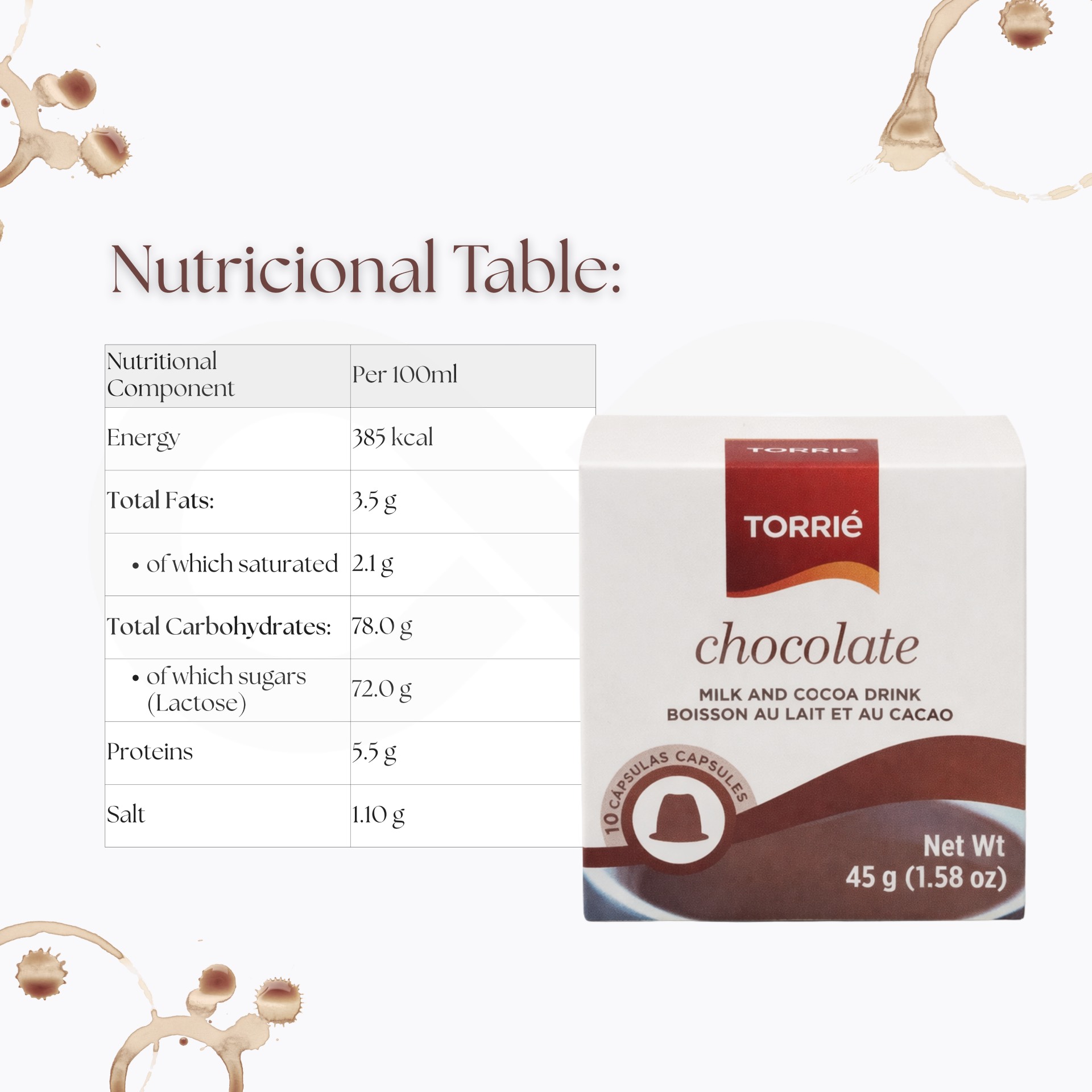 TORRIE® Capsules Nespresso Chocolat 10 u.