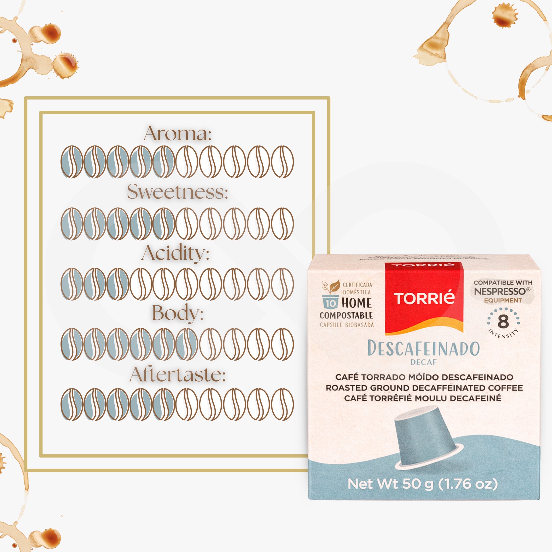 TORRIE® Nespresso Capsules Compostable Decaf 10 un.