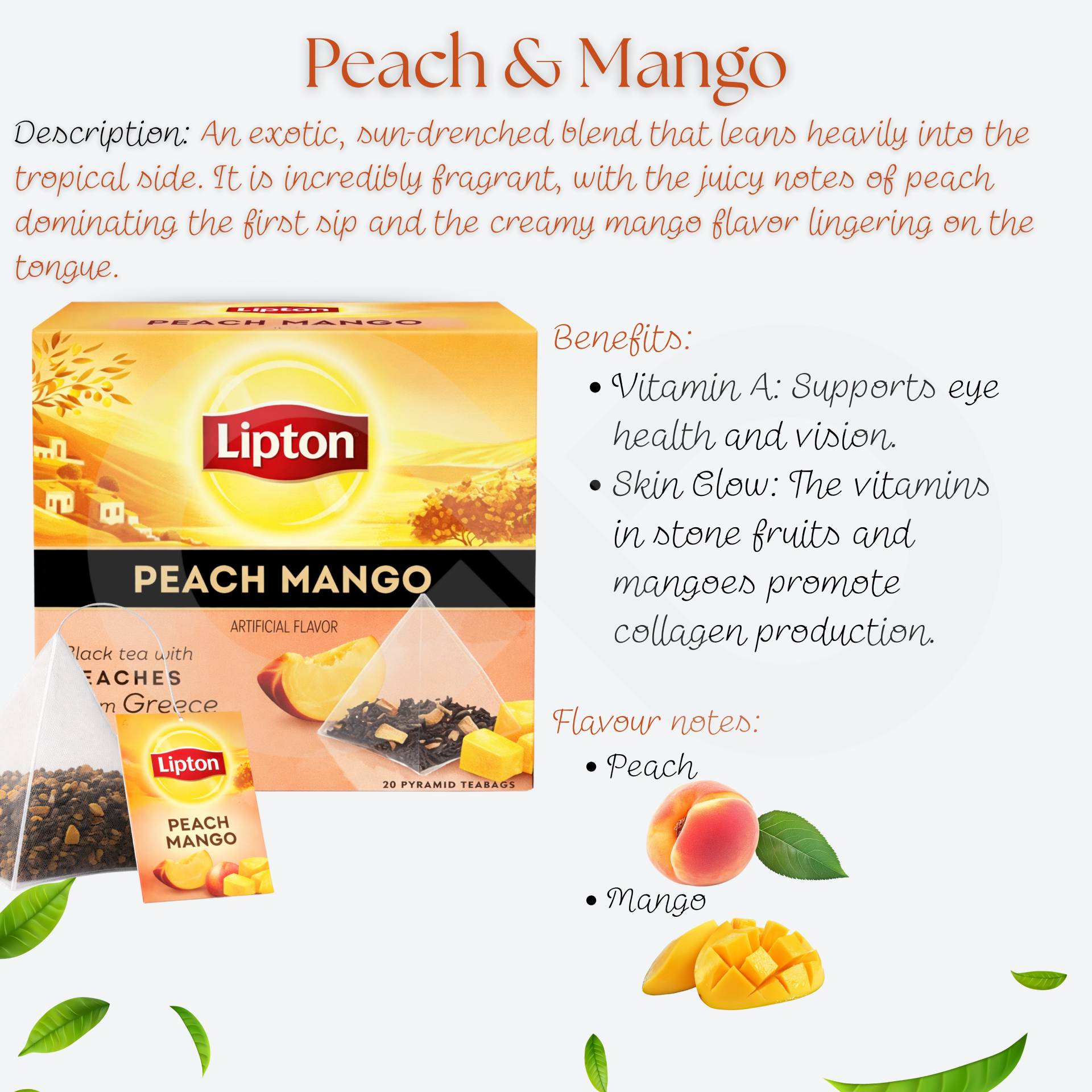 LIPTON® Herbata Black Tea Peach Mango 20 szt.