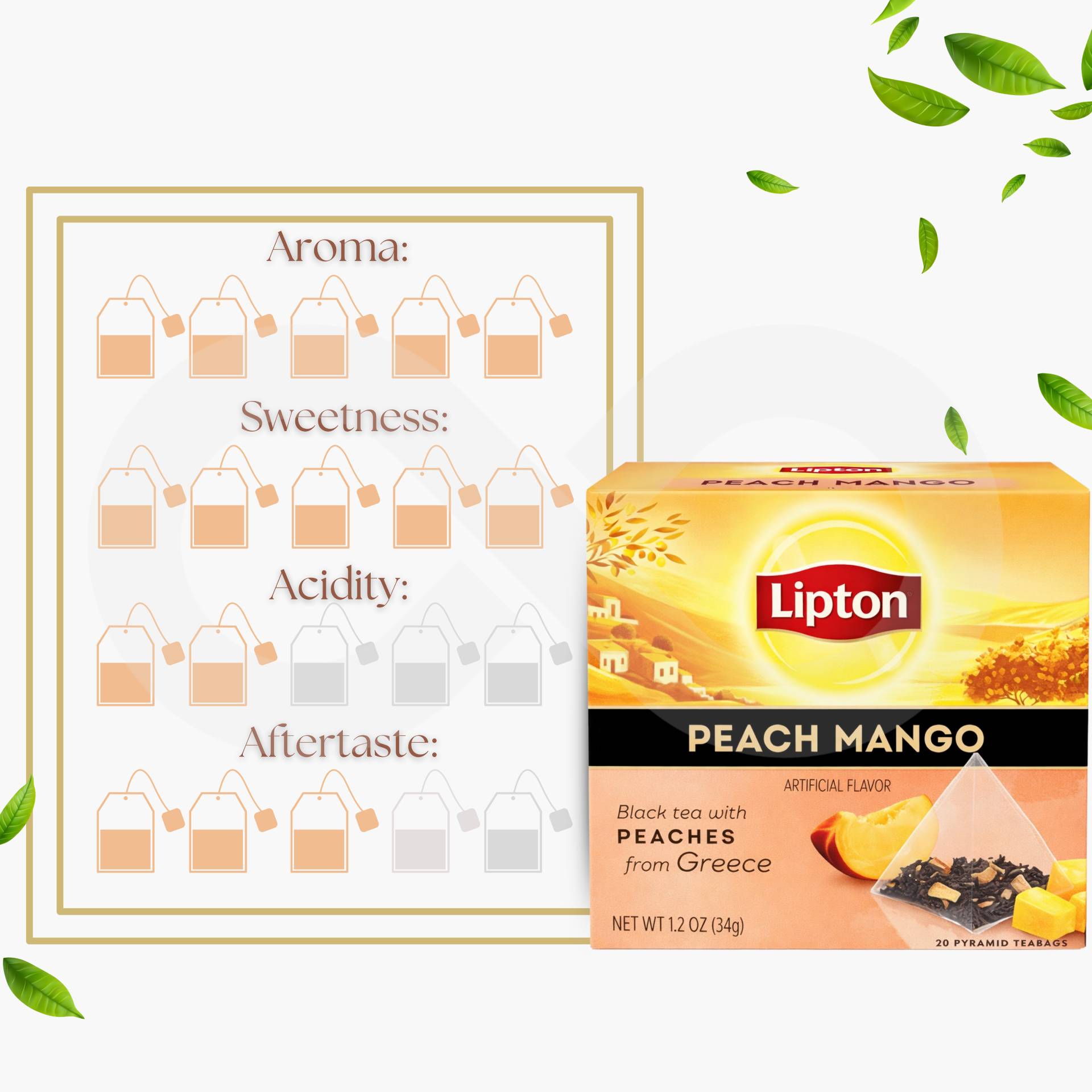 LIPTON® Herbata Black Tea Peach Mango 20 szt.