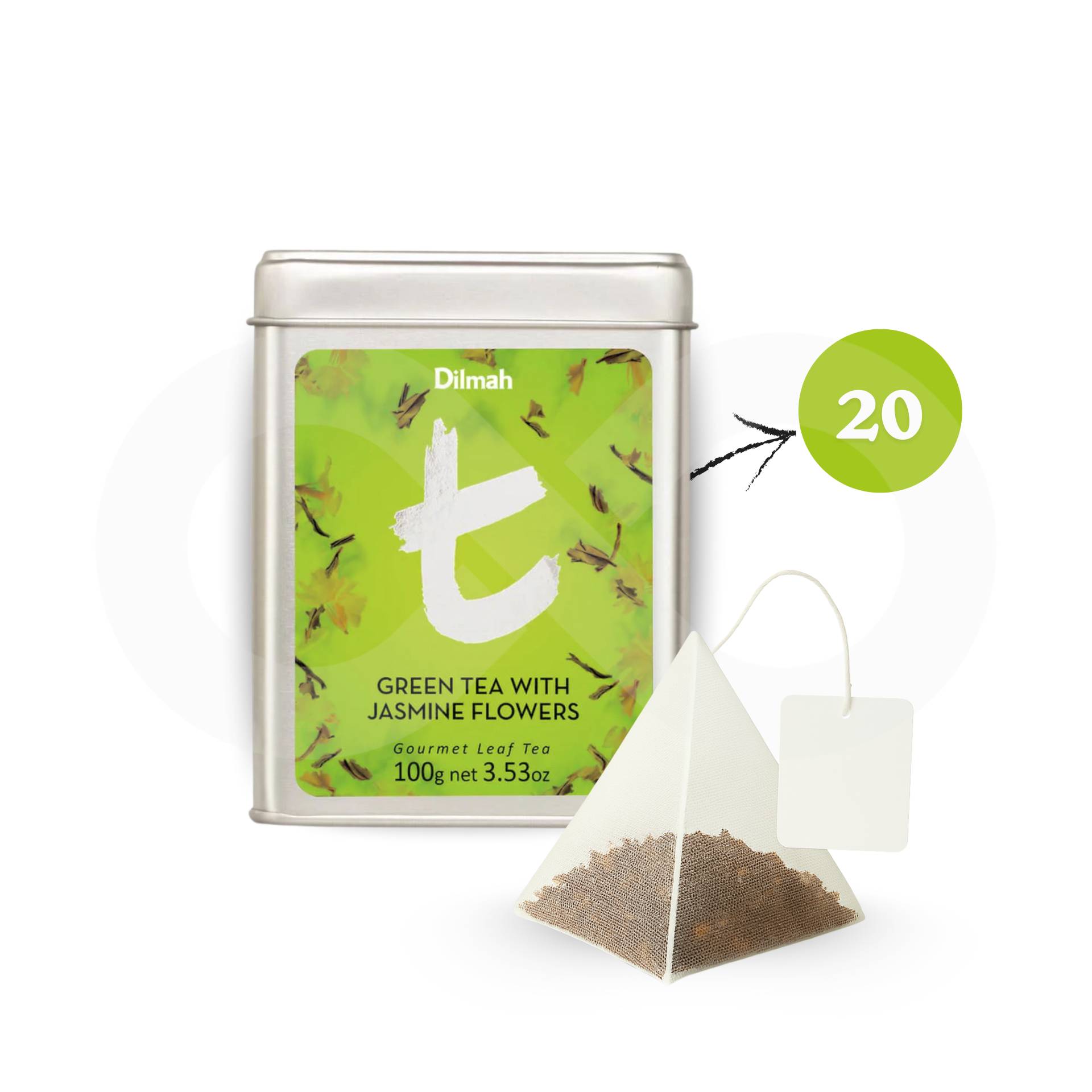 DILMAH® Chá Green Tea With Jasmine Flowers 20 un.