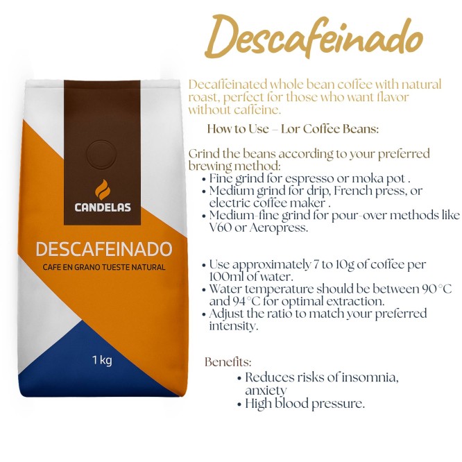 CANDELAS® Caffè in Grani Decaffeinato 1kg
