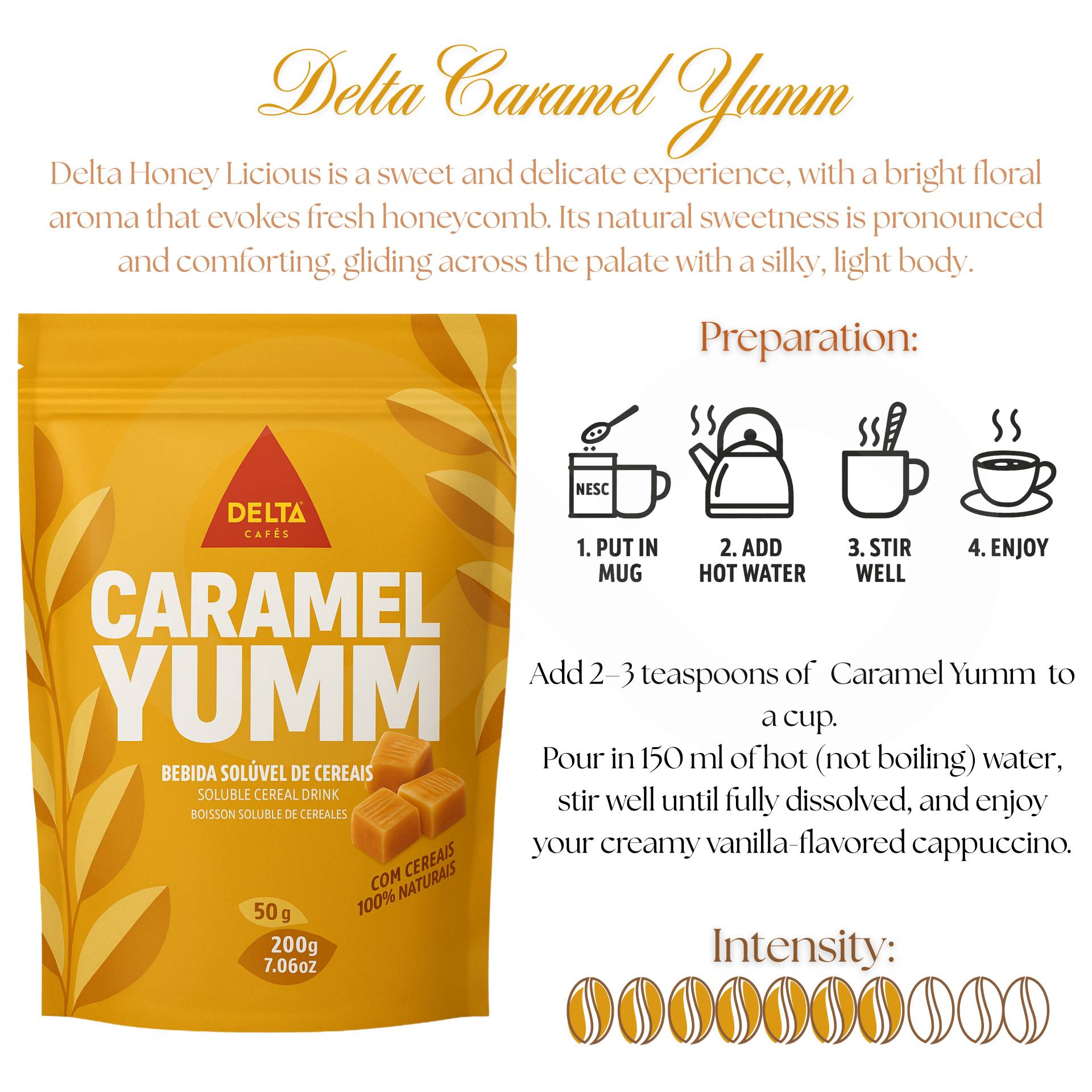DELTA CAFÉS® Café Soluble Caramel Yumm 200g