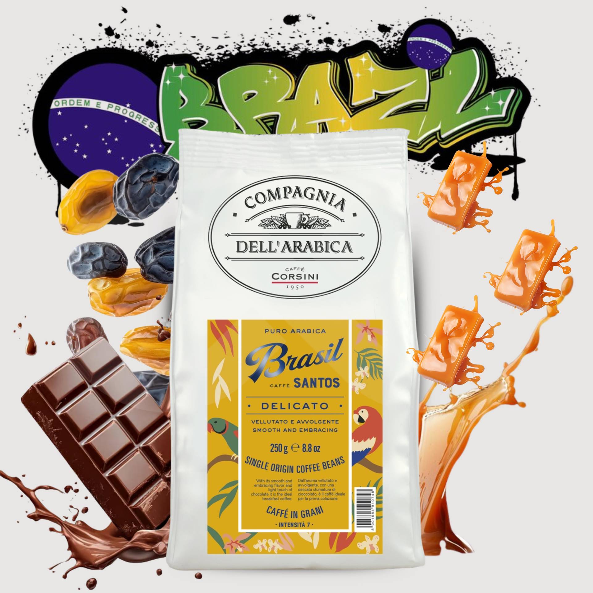 COMPAGNIA DELL ARABICA® Café en Grains Brasil 250g