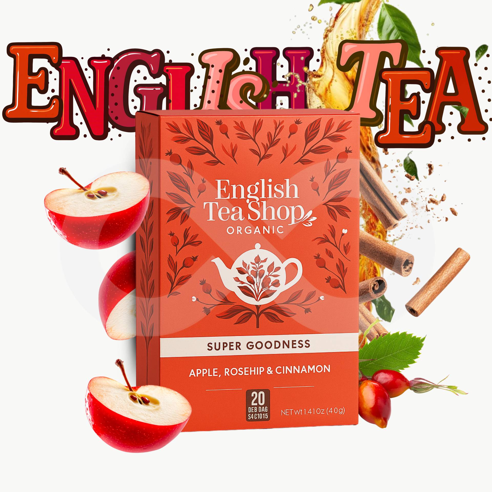ENGLISH TEA SHOP® Tè Mela, Rosa Canina E Cannella 20 pz.
