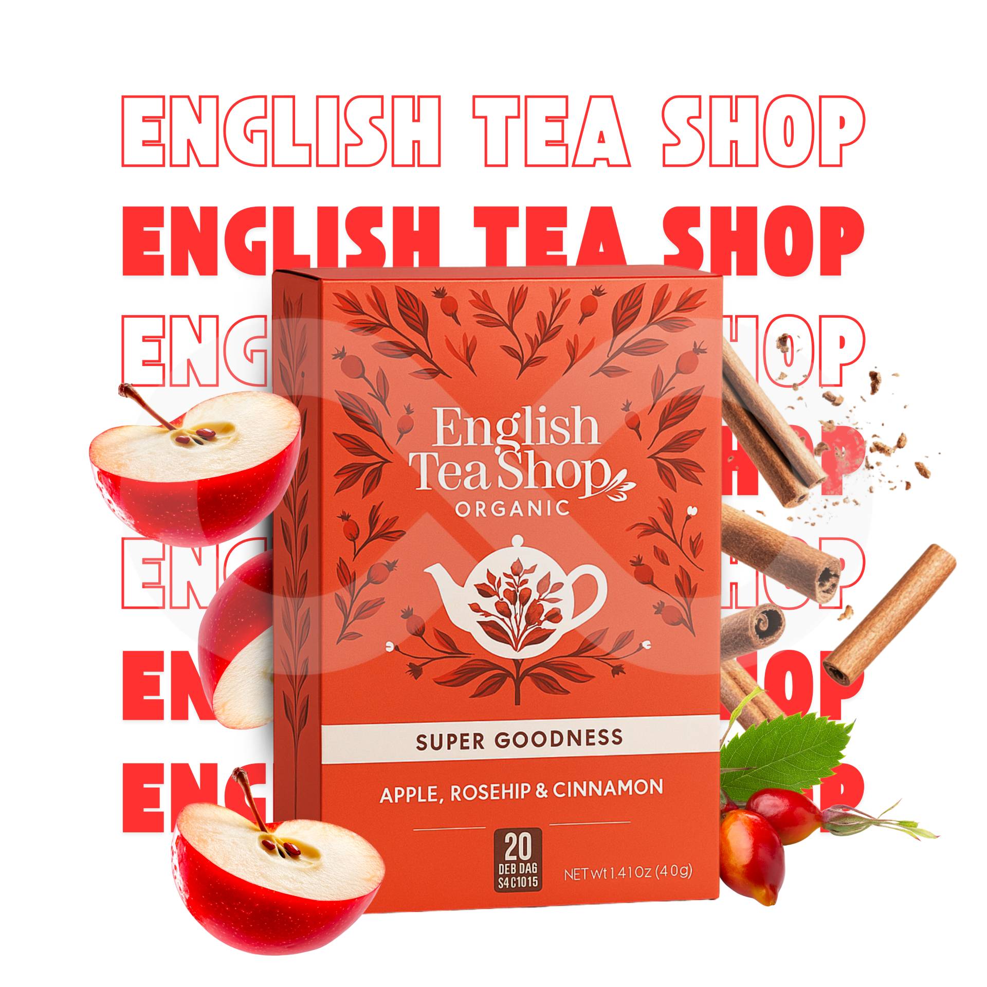 ENGLISH TEA SHOP® Tè Mela, Rosa Canina E Cannella 20 pz.