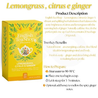 ENGLISH TEA SHOP® Trawa Cytrynowa, Cytrusy I Imbir 20 szt.