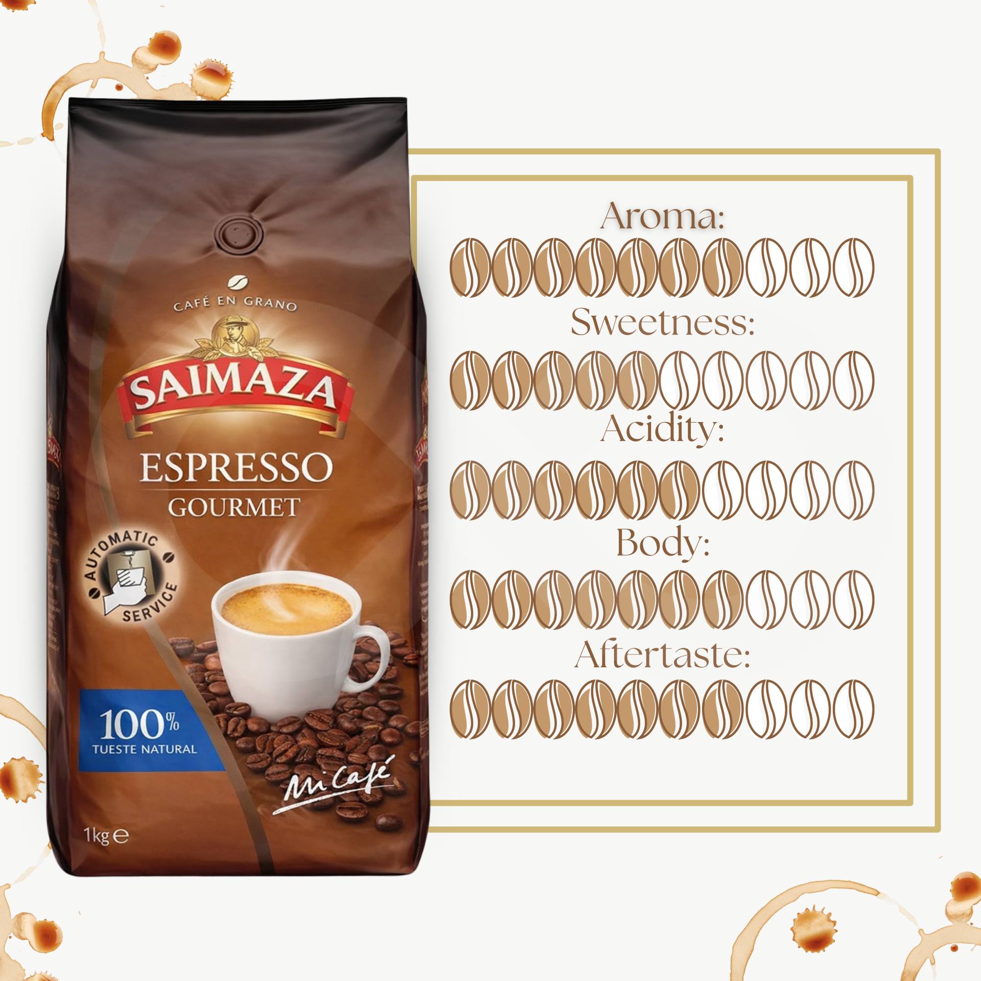 SAIMAZA® Café em Grão Espresso Gourmet 1kg