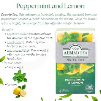AHMAD TEA® Chá Peppermint & Lemon 20 un.