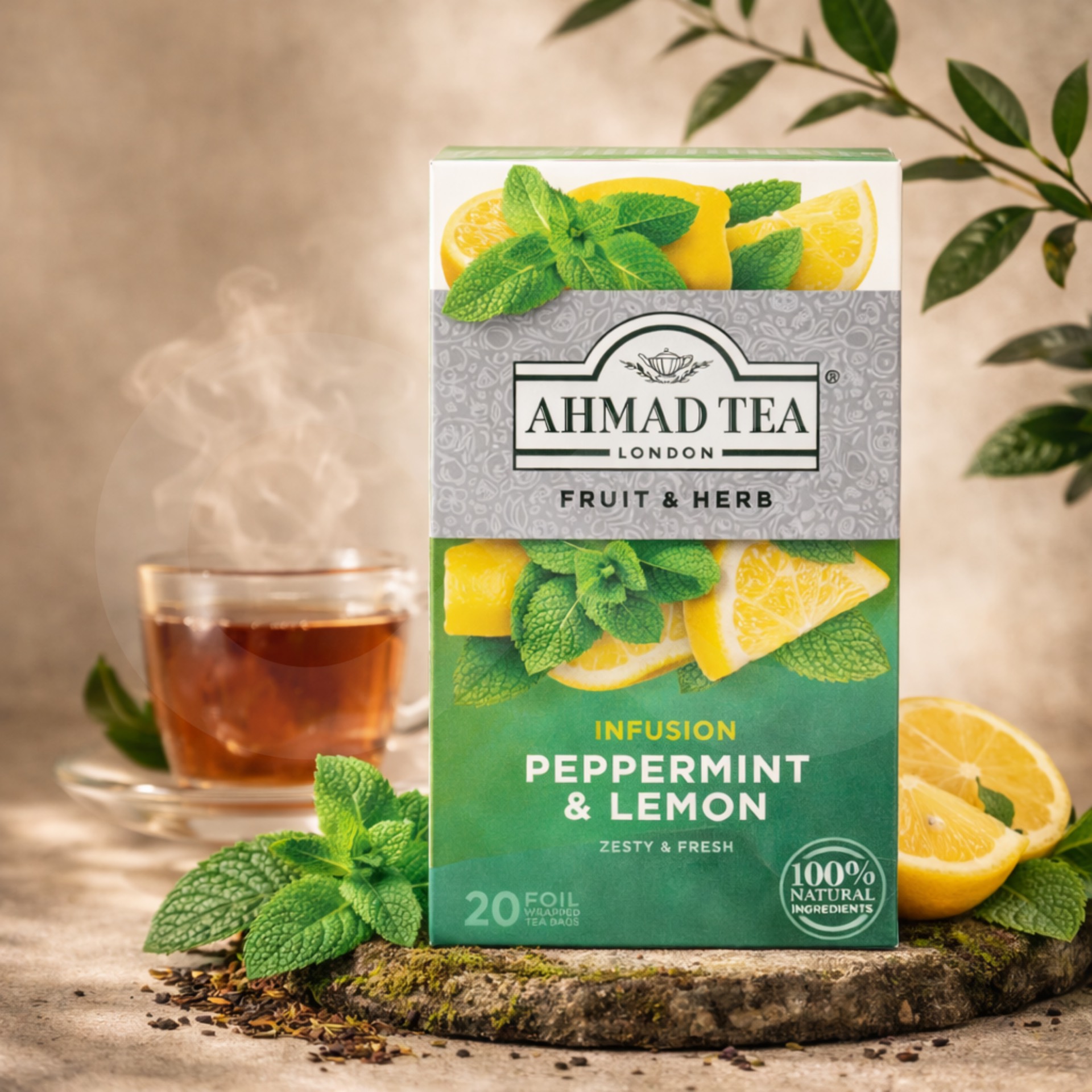 AHMAD TEA® Chá Peppermint & Lemon 20 un.