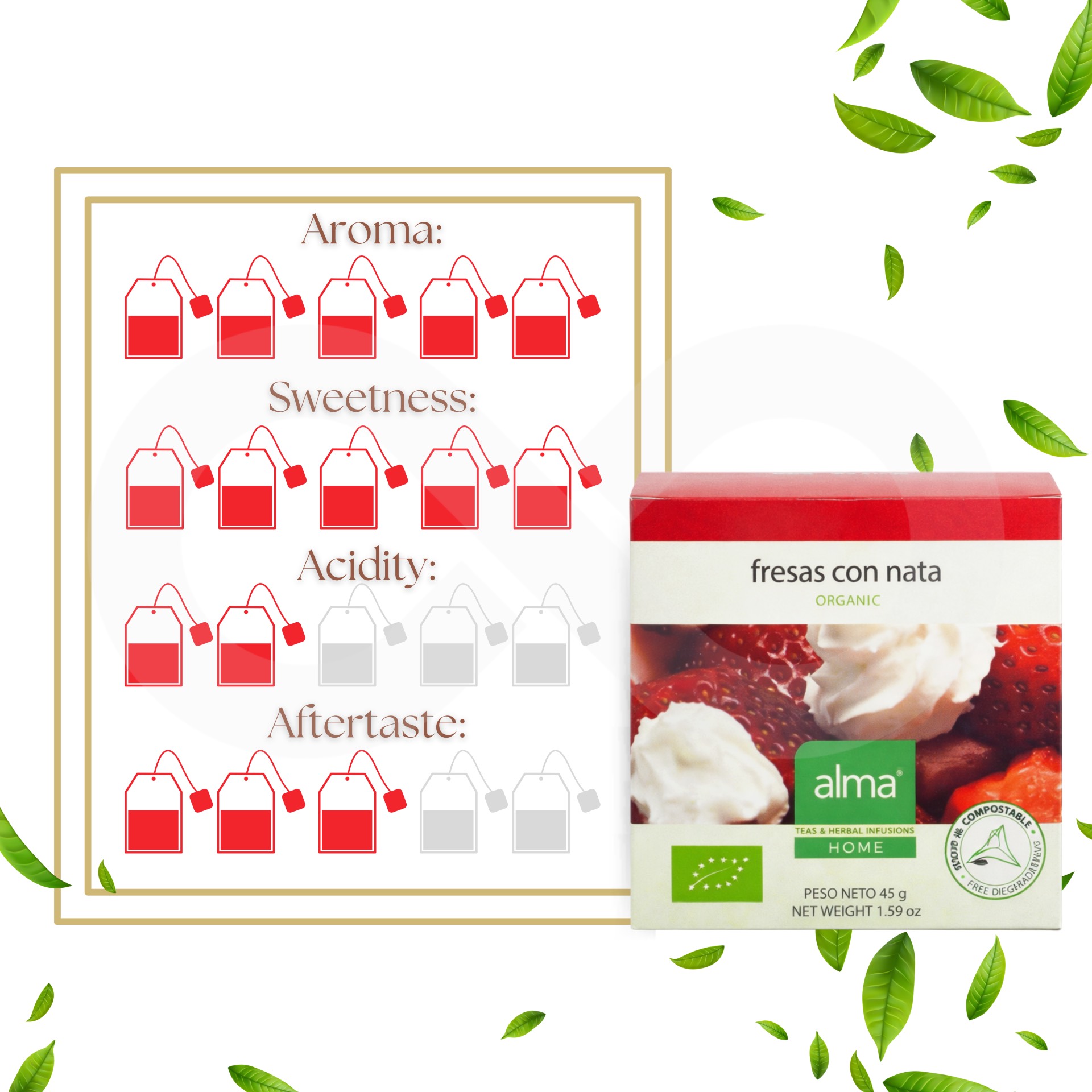 ALMA® Chá Morangos E Nata 15 un.