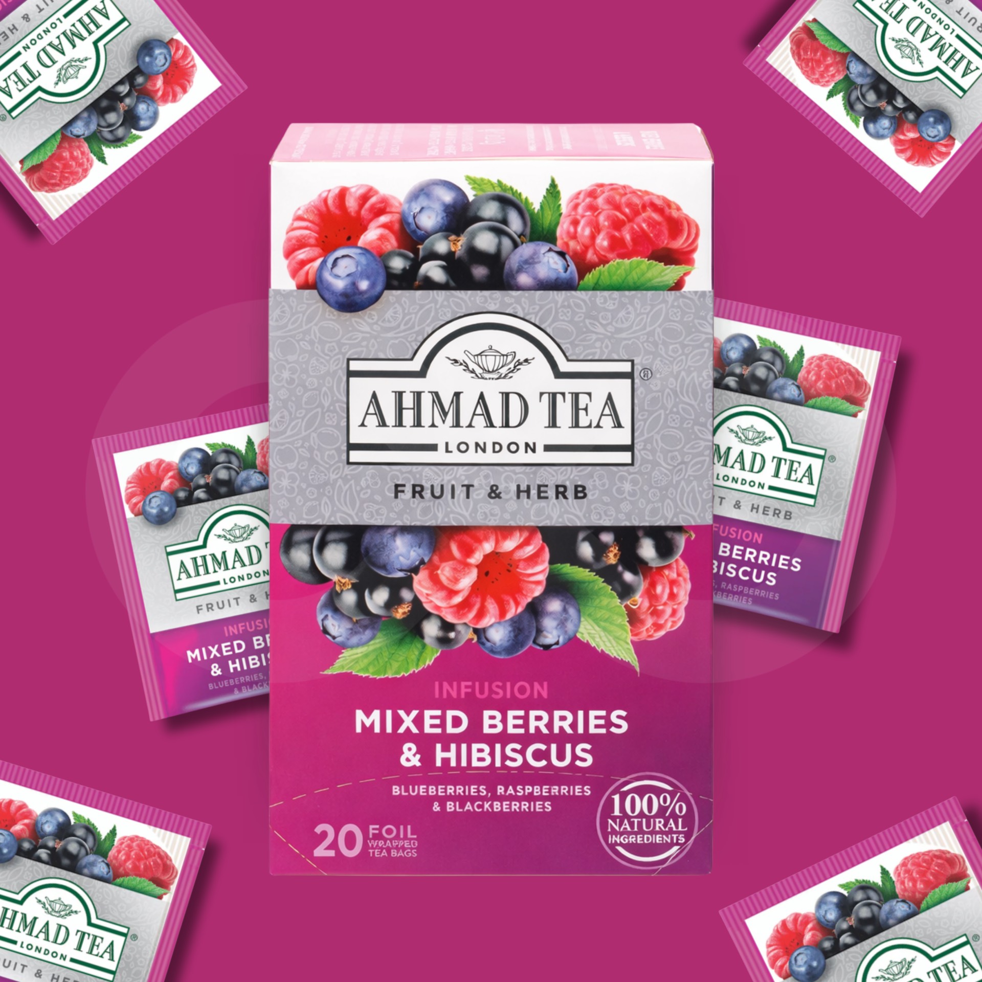 AHMAD TEA® Chá Mix Berries & Hibiscus 20 un.