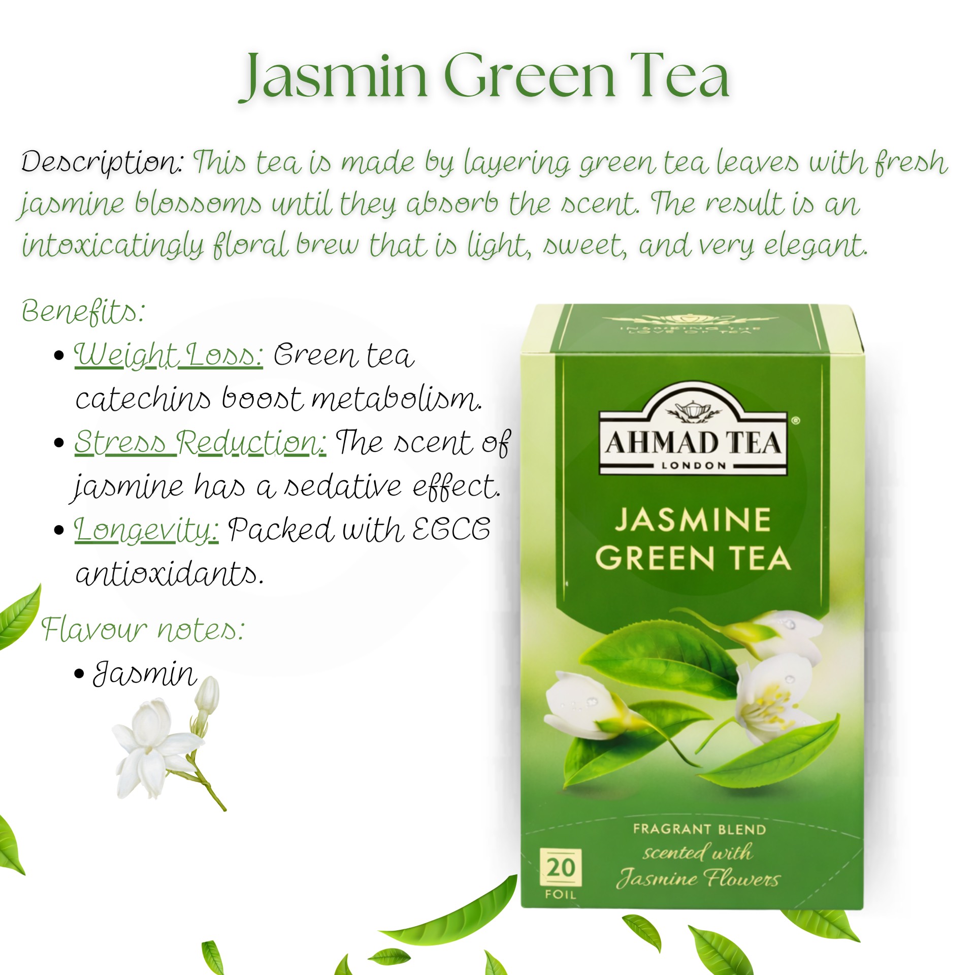 AHMAD TEA® Tea Green Jasmin 20 un.