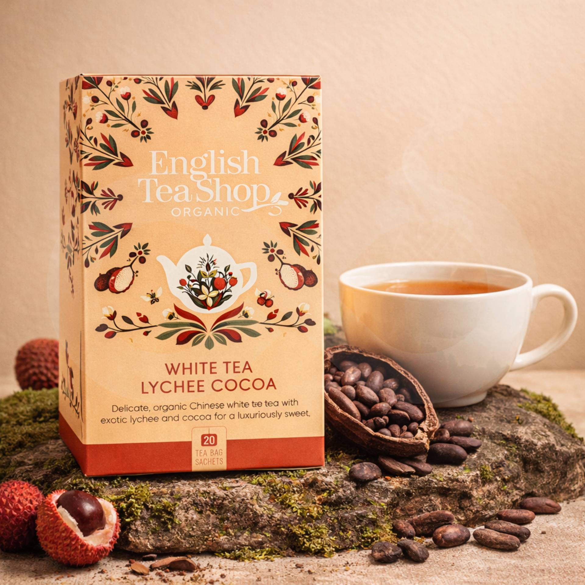 ENGLISH TEA SHOP® Tè Bianco, Litchi E Cacao 20 pz.