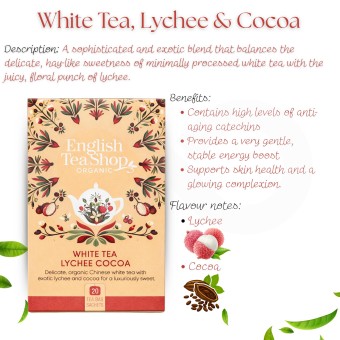 ENGLISH TEA SHOP® Tè Bianco, Litchi E Cacao 20 pz.