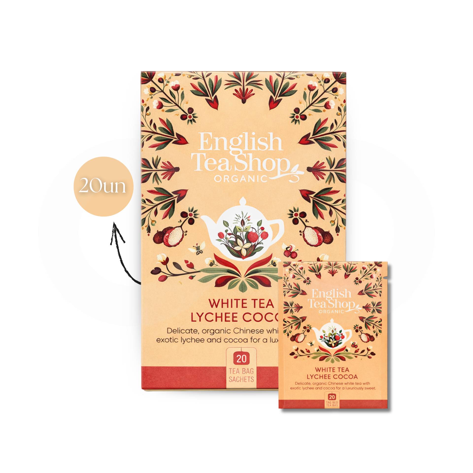 ENGLISH TEA SHOP® Tè Bianco, Litchi E Cacao 20 pz.