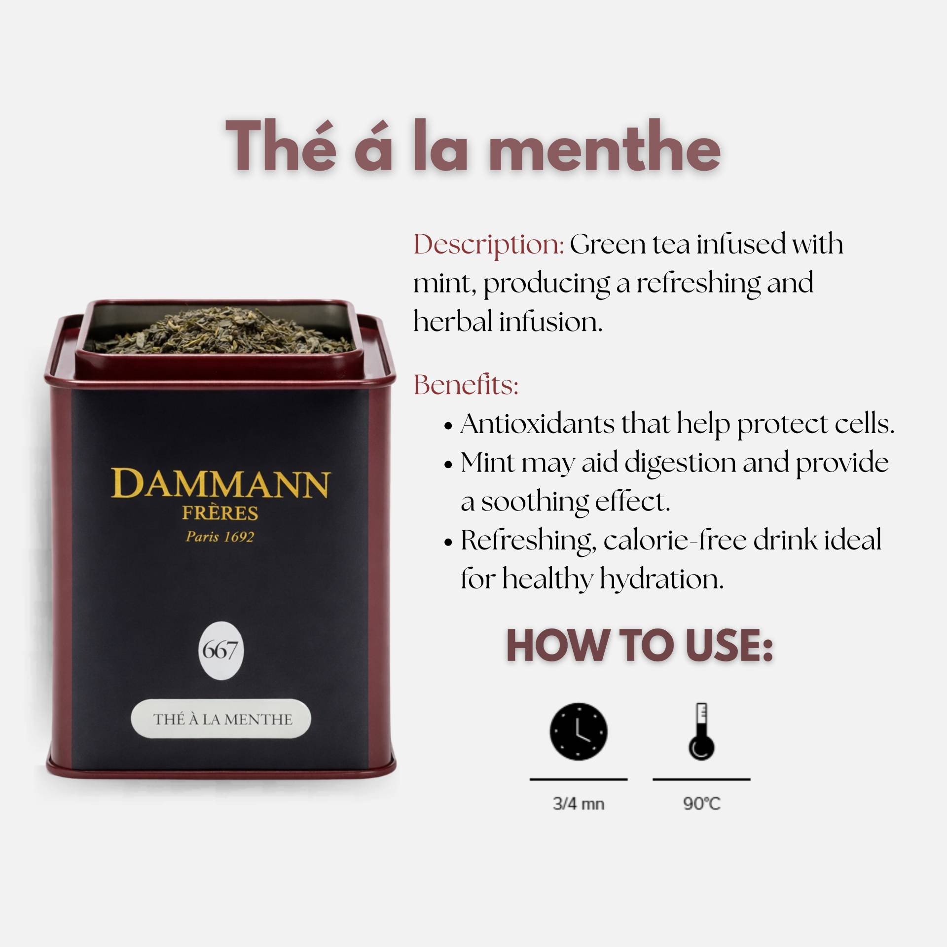 DAMMANN FRÈRES® Chá Thé à La Menthe 100g