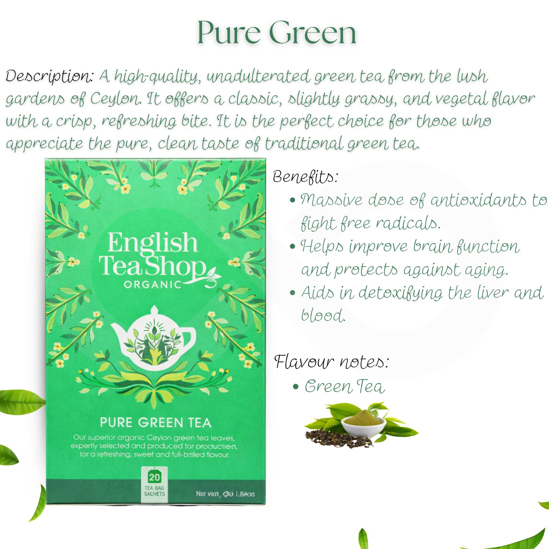 ENGLISH TEA SHOP® Tea Pure Green 20 un.