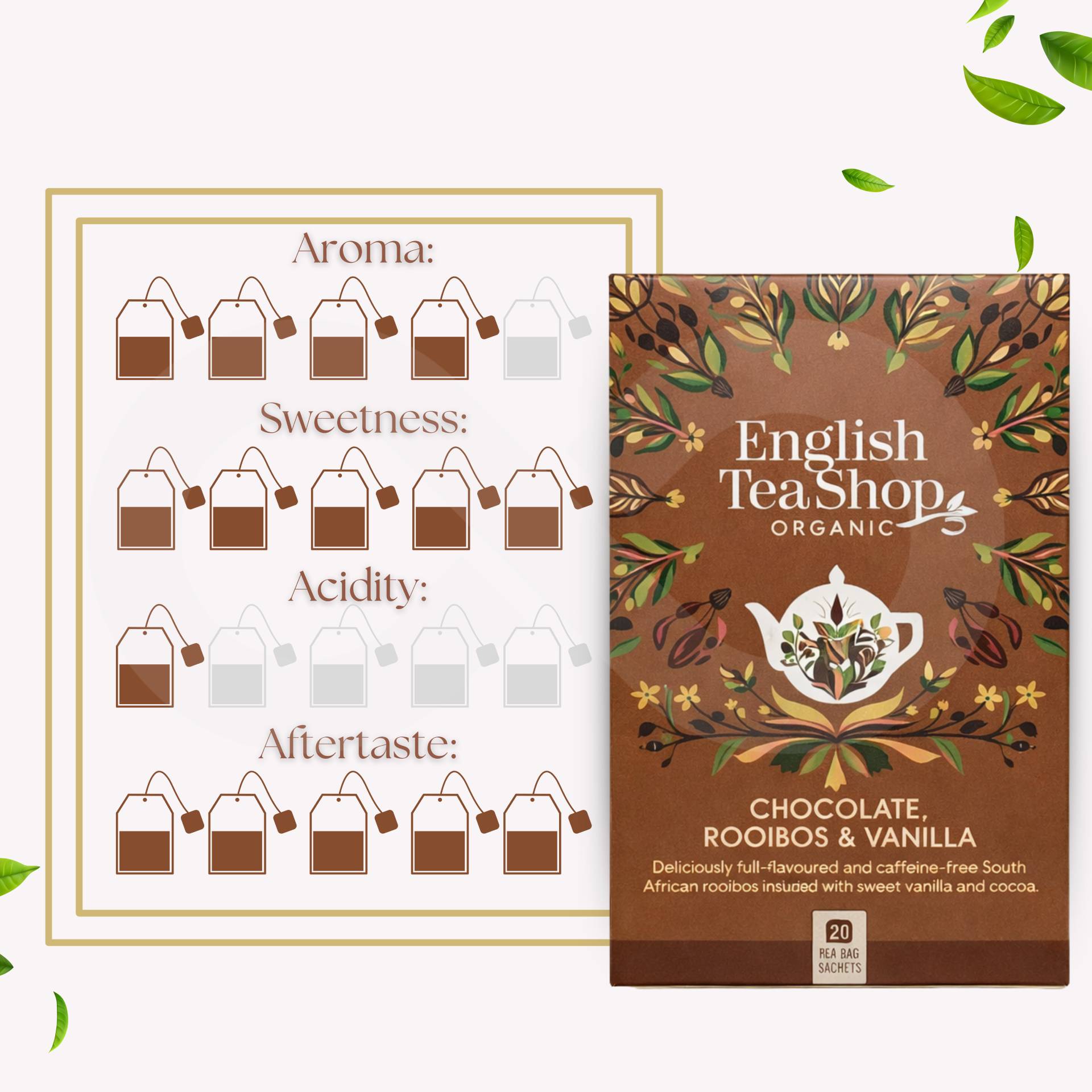 ENGLISH TEA SHOP® Tè Chocolate, Rooibos & Vanilla 20 pz.