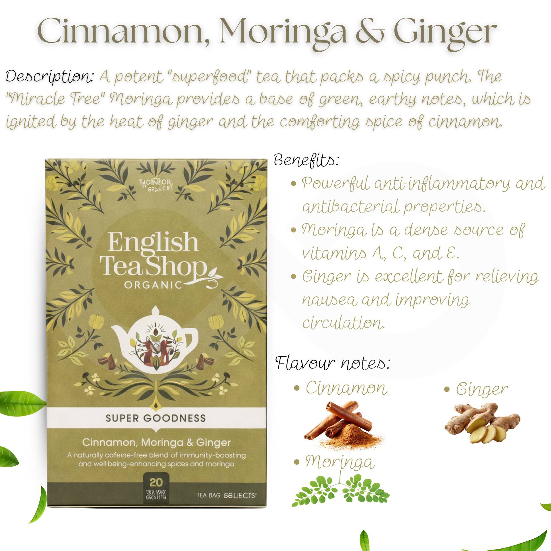 ENGLISH TEA SHOP® Tea Cinnamon, Moringa And Ginger 20 un.