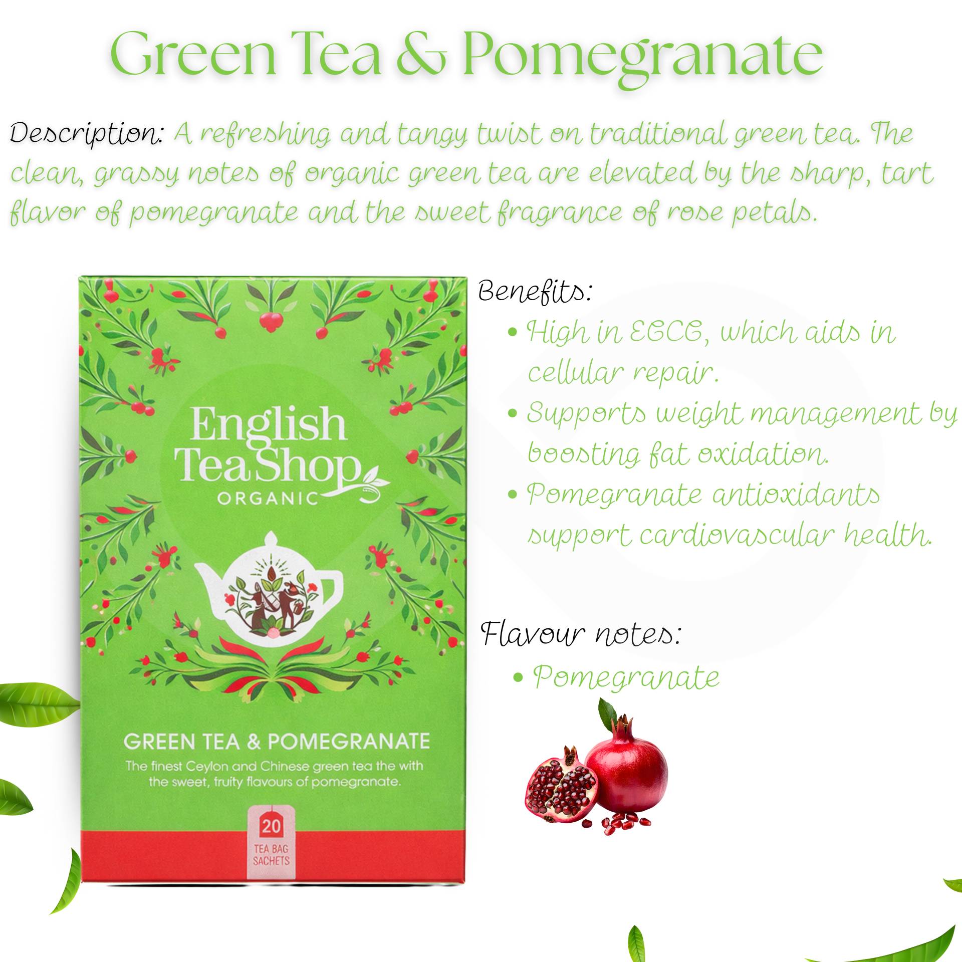 ENGLISH TEA SHOP® Herbata Zielona Z Granatem 20 szt.
