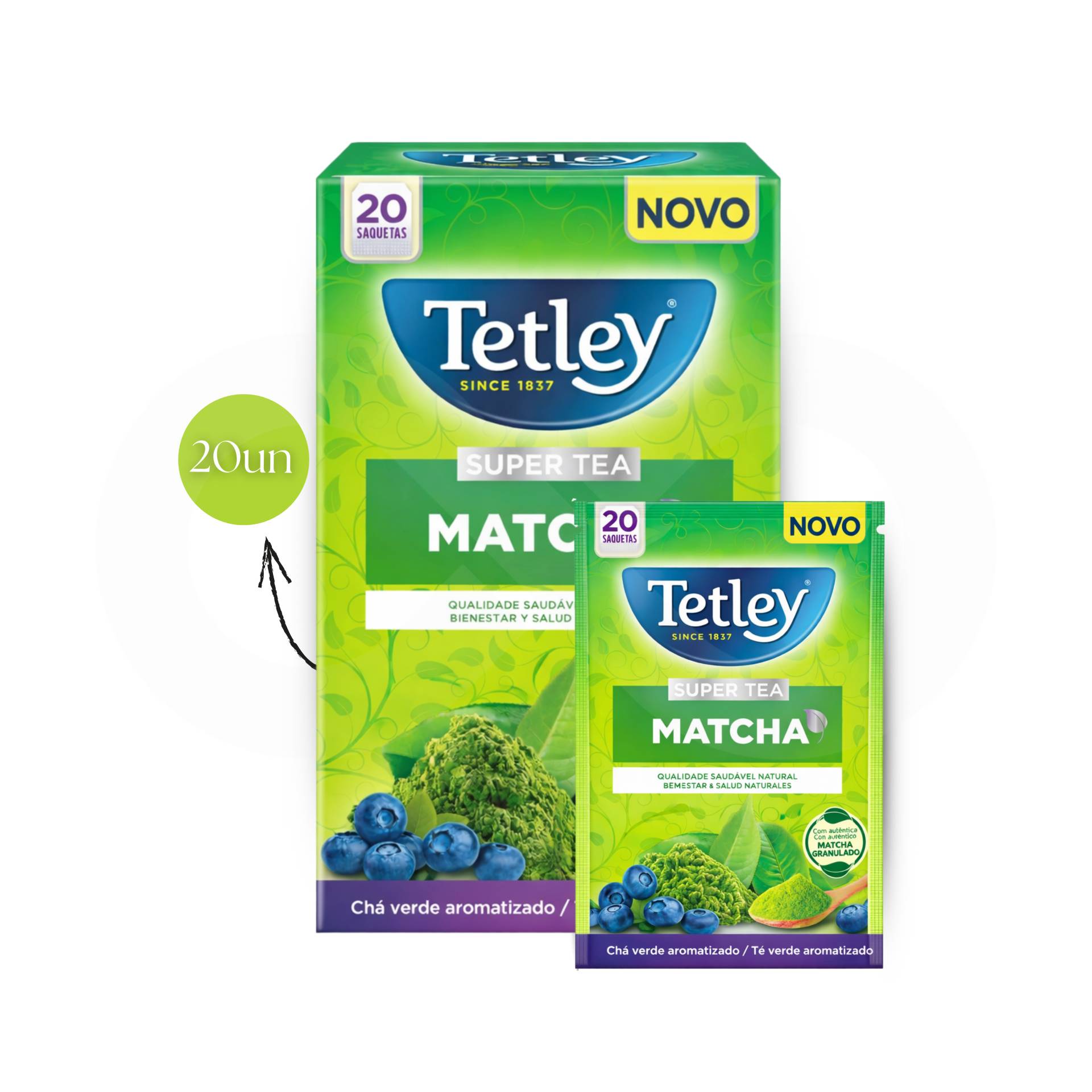 TETLEY® Tè Matcha Mirtillo 20 pz.
