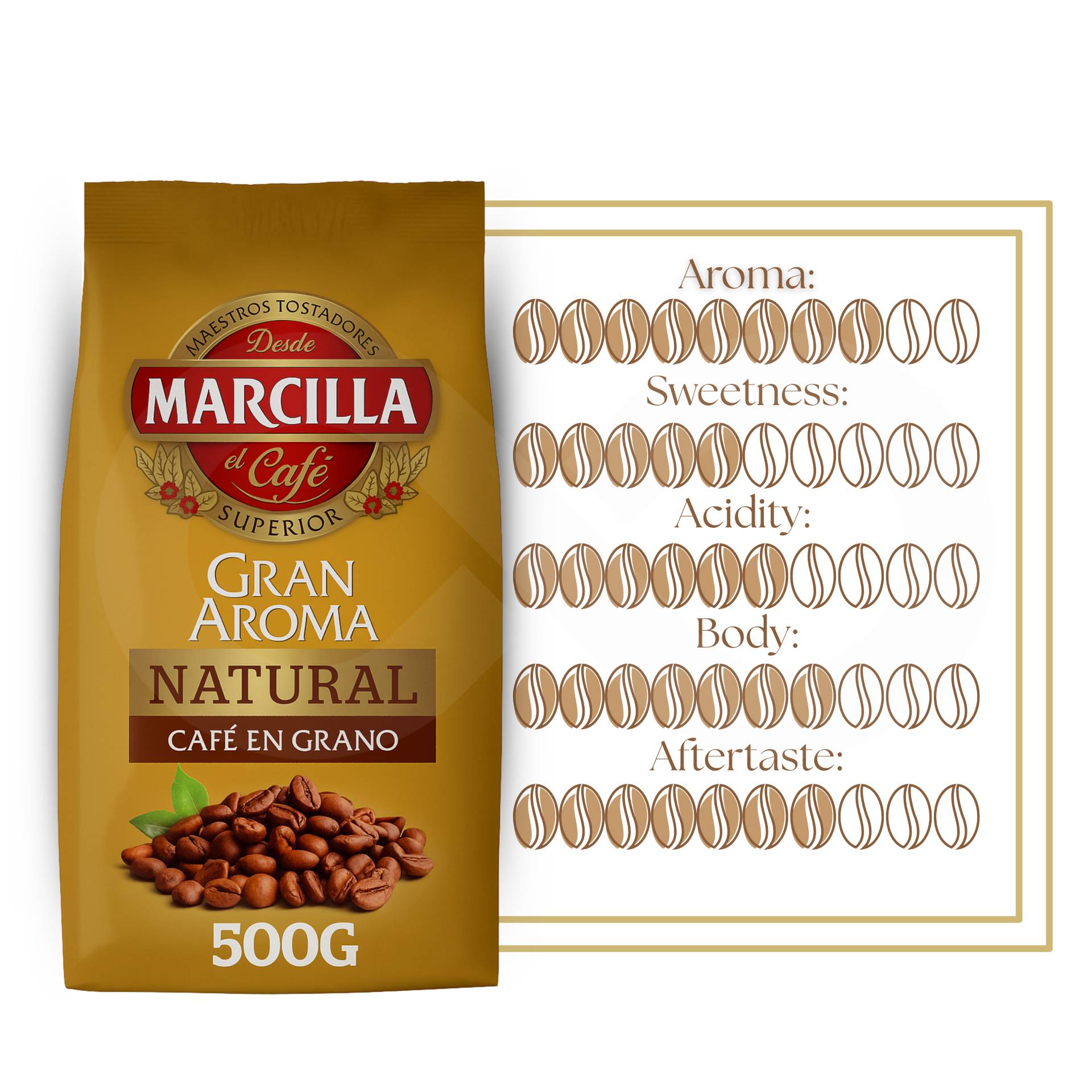 MARCILLA® Café em Grão Gran Aroma Natural 500g