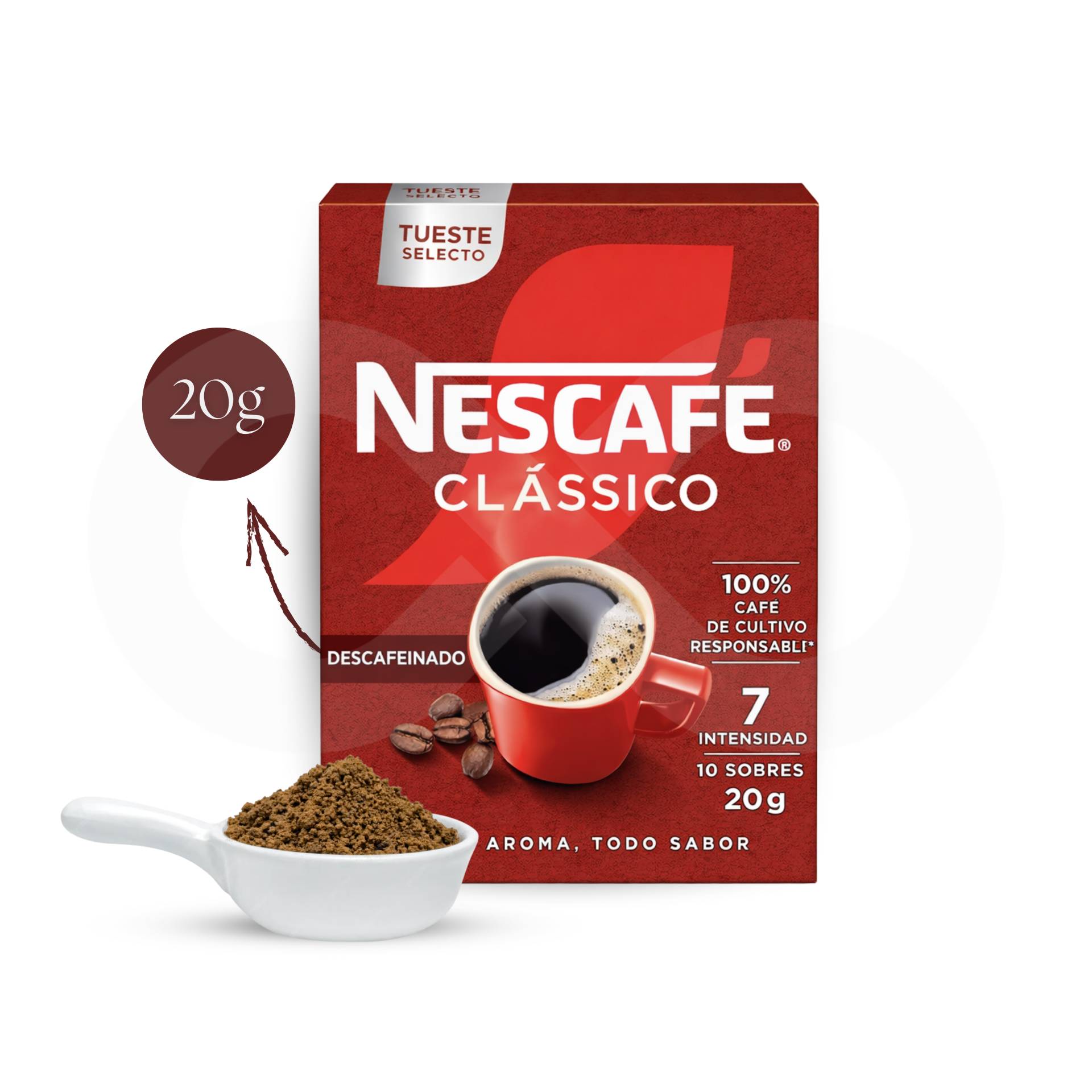 NESCAFÉ® Instant Coffee Clássico Decaf 10 un.