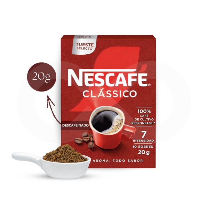 NESCAFɮ Instant Coffee Cl�ssico Decaf 10 un.