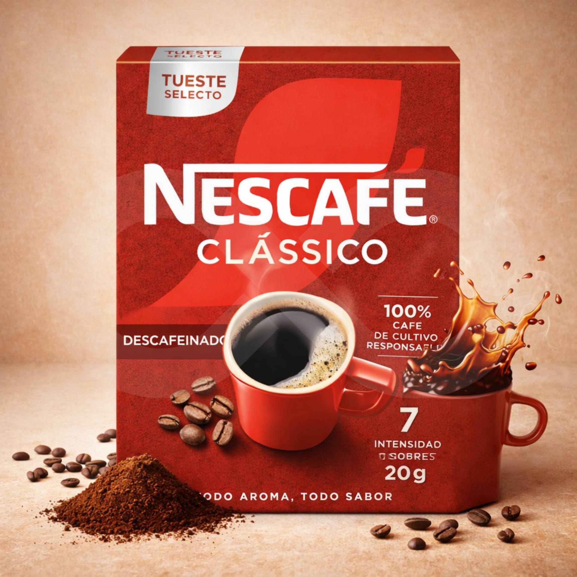 NESCAFÉ® Instant Coffee Clássico Decaf 10 un.