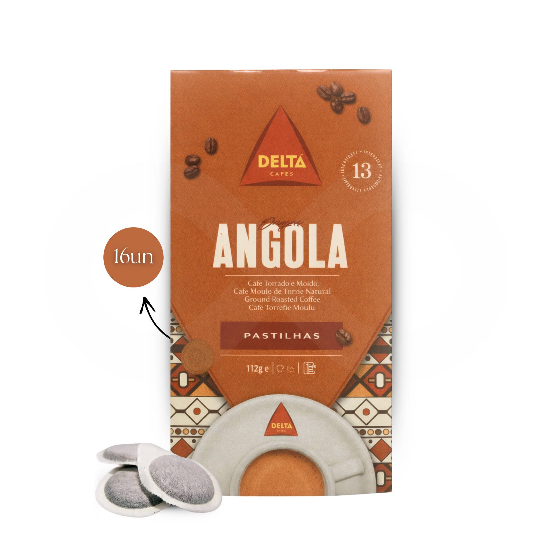 DELTA CAFÉS® Pastilles Café Dosettes Angola 16 u.