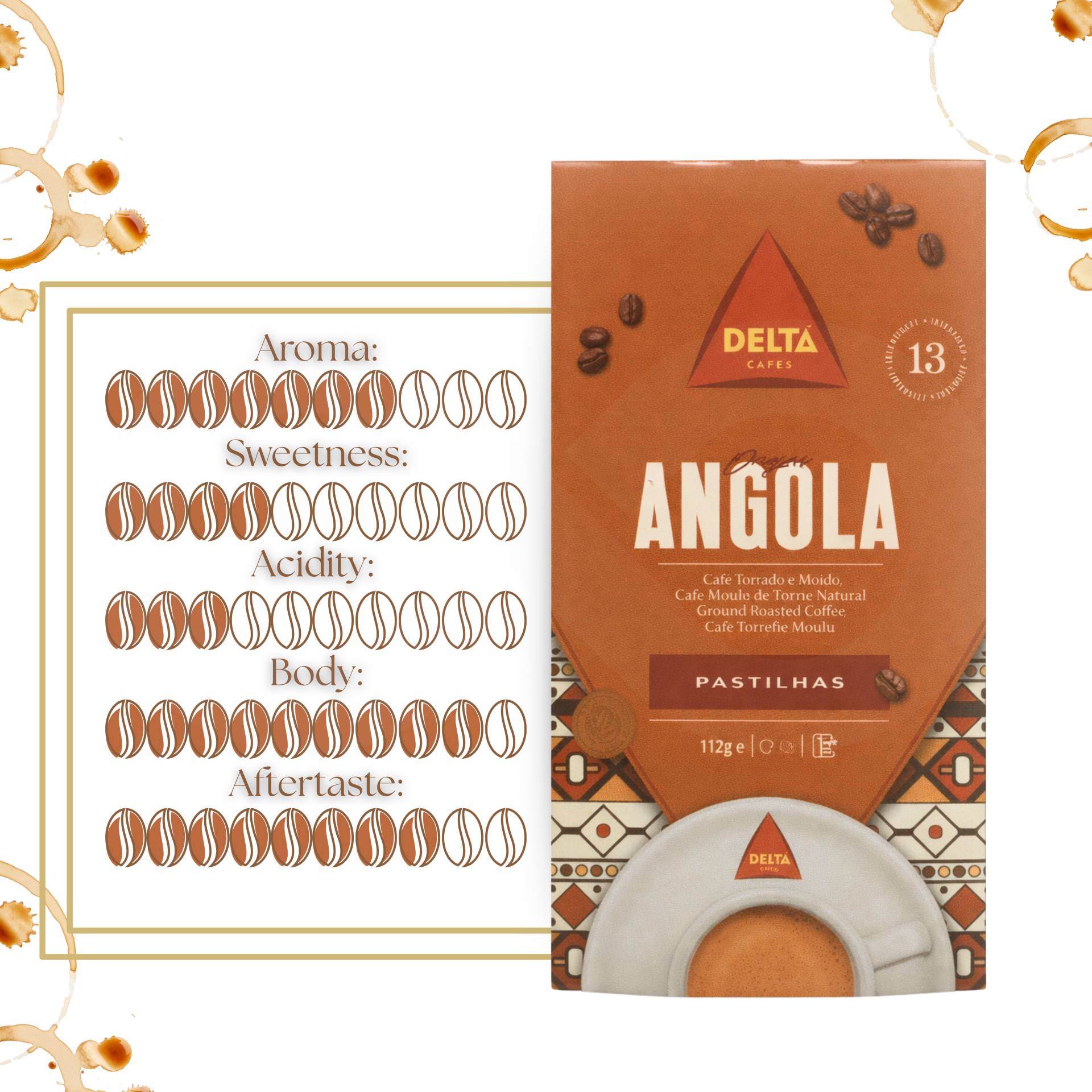 DELTA CAFÉS® Pastilles Café Dosettes Angola 16 u.