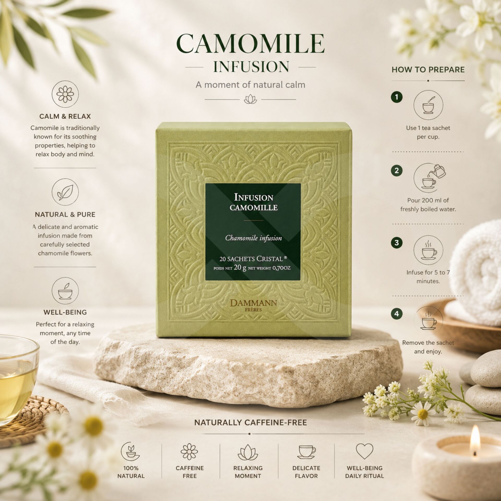 DAMMANN FRÈRES® Té Infusion Camomille 20 uds.