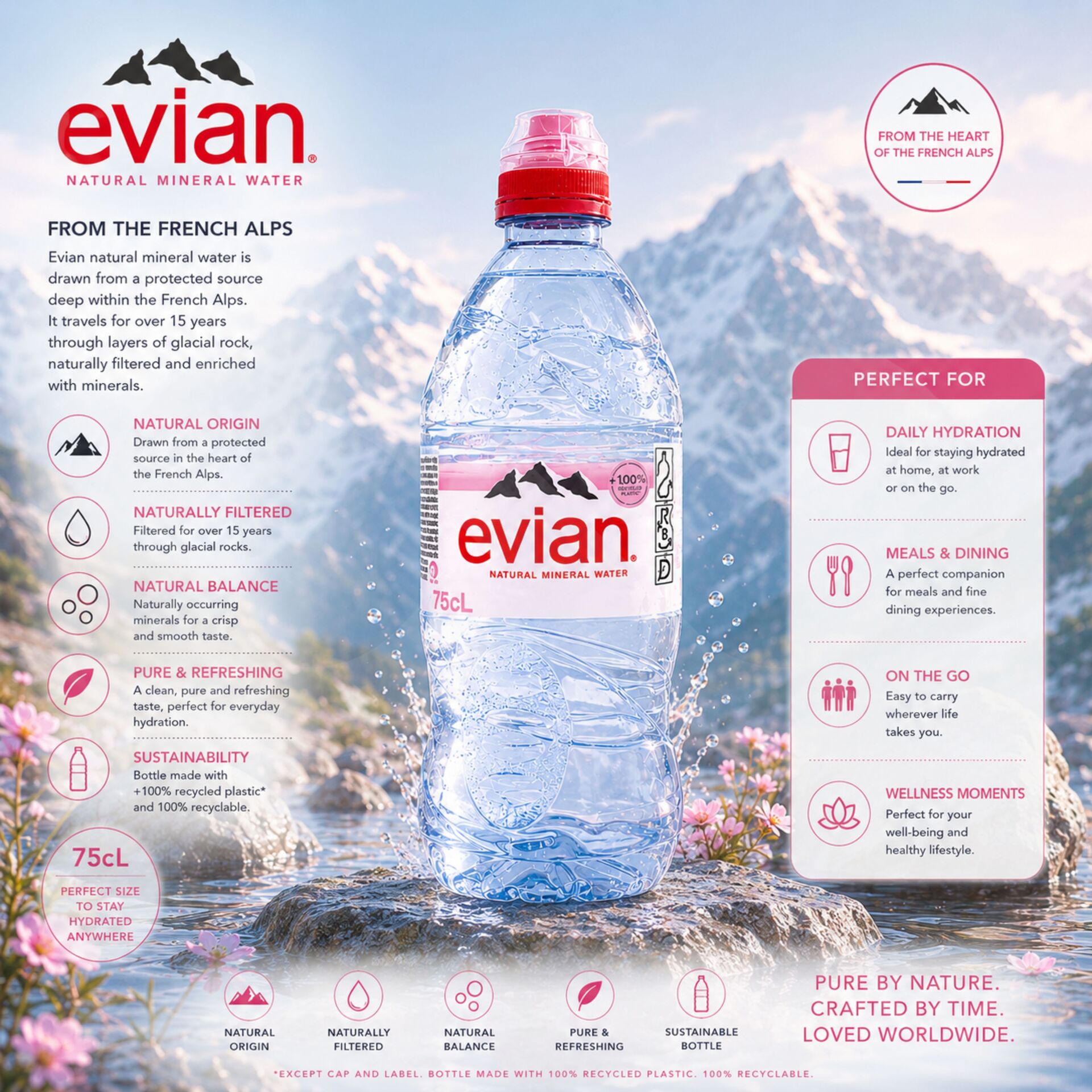 EVIAN® Eau Minérale Naturelle 750ml