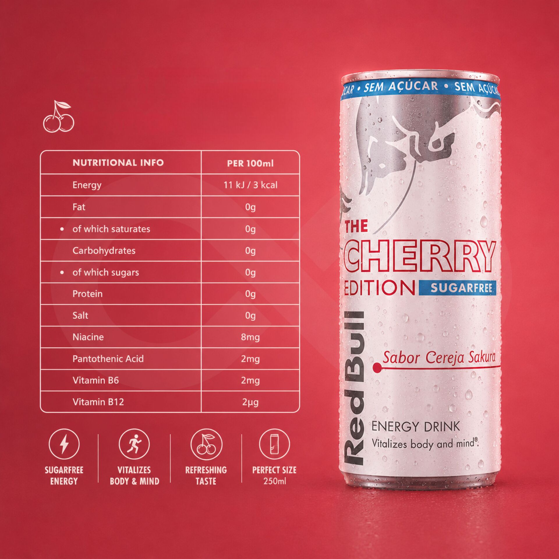 RED BULL® Cereja Sugarfree 250ml