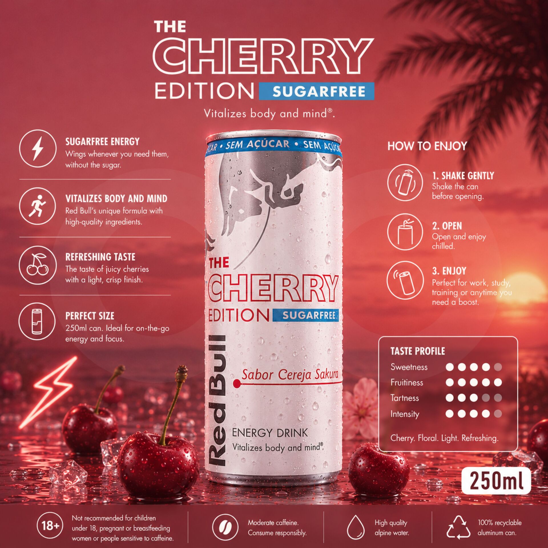 RED BULL® Cereja Sugarfree 250ml
