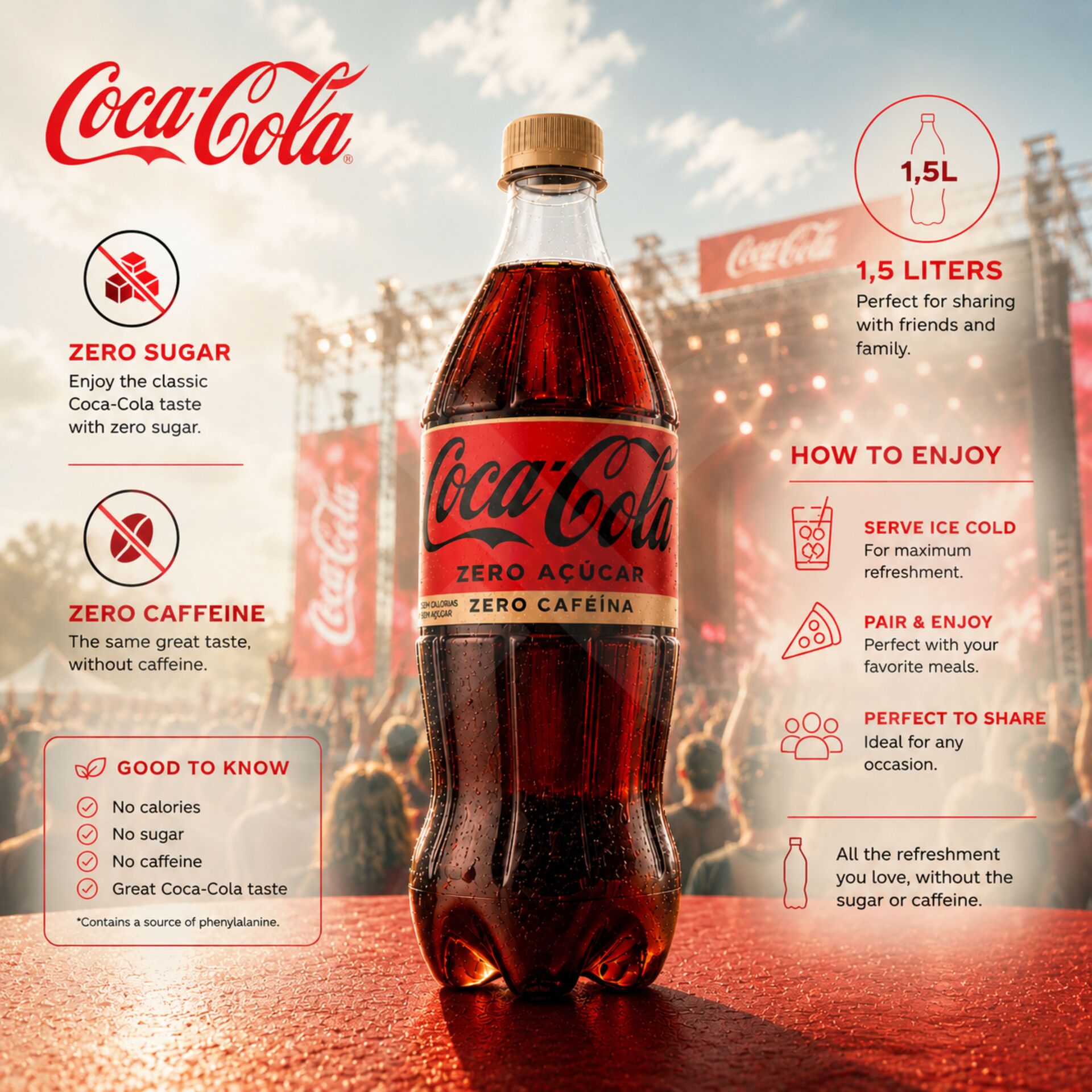 COCA-COLAŽ Zero Sugar Zero Caffeine 1,5L