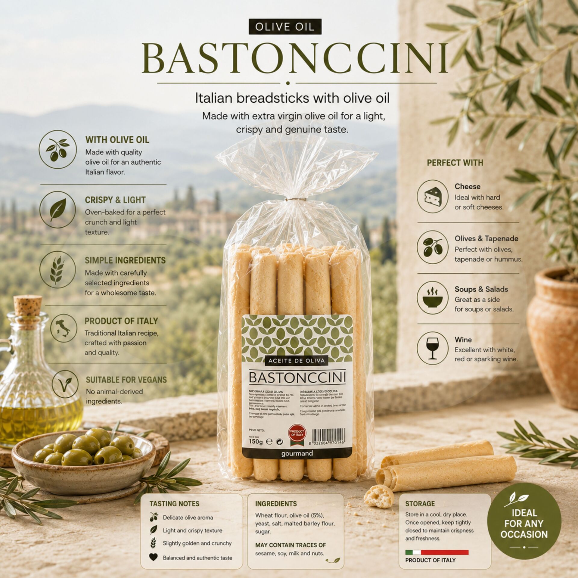 BASTONCCINI® Chleb Aceite Oliva Gourmand 150g