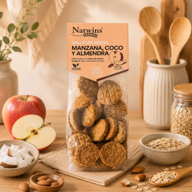 NATWINS® Keks Apfel-, Kokosnuss- Und Mandelkekse 200g