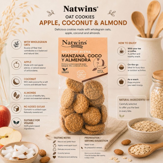 NATWINS® Keks Apfel-, Kokosnuss- Und Mandelkekse 200g