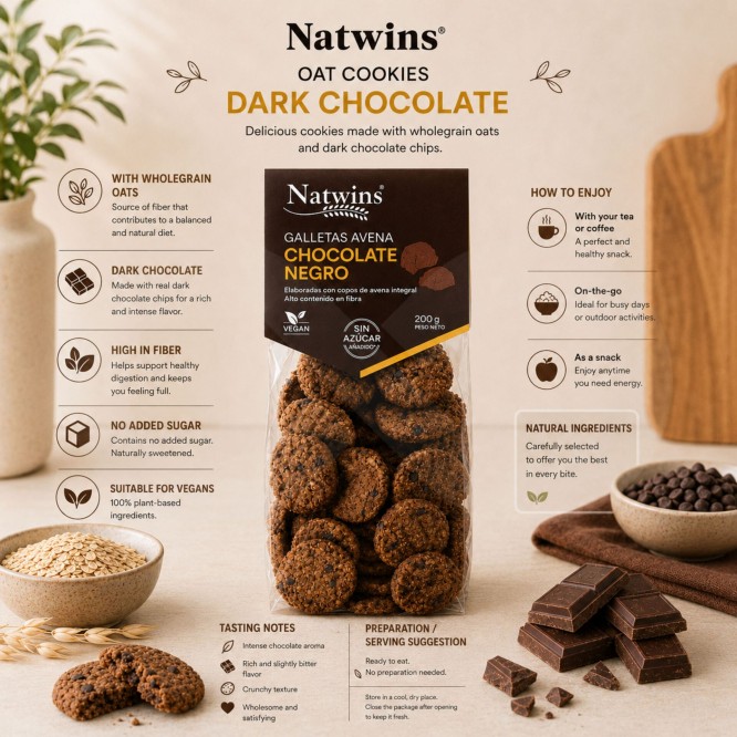 NATWINS� Biscotti al Cioccolato Fondente 200g