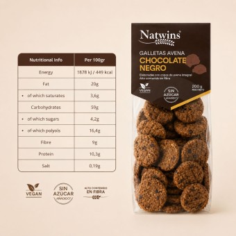 NATWINS� Biscotti al Cioccolato Fondente 200g