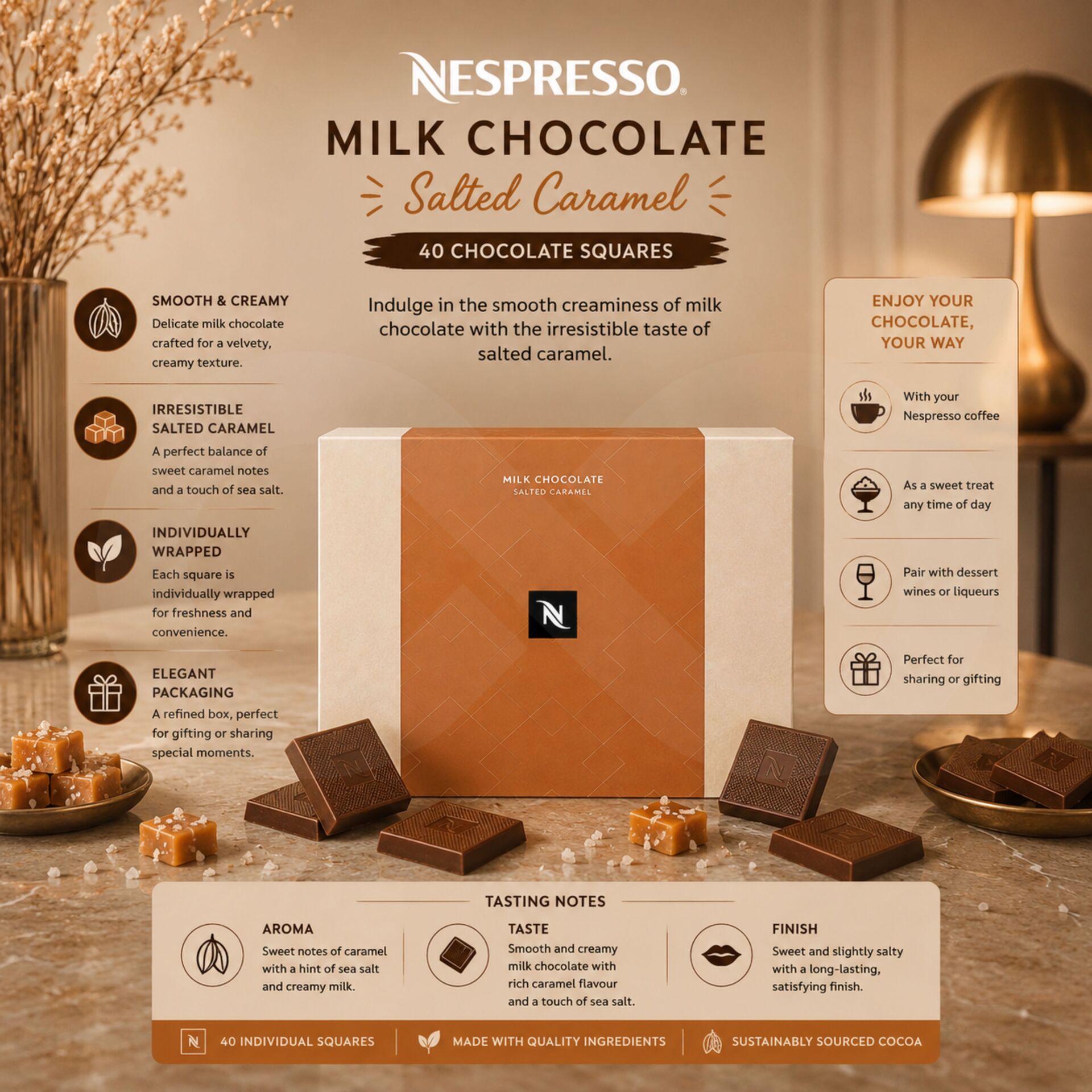 NESPRESSO® Milk Chocolate Salted Caramel 40 pz.
