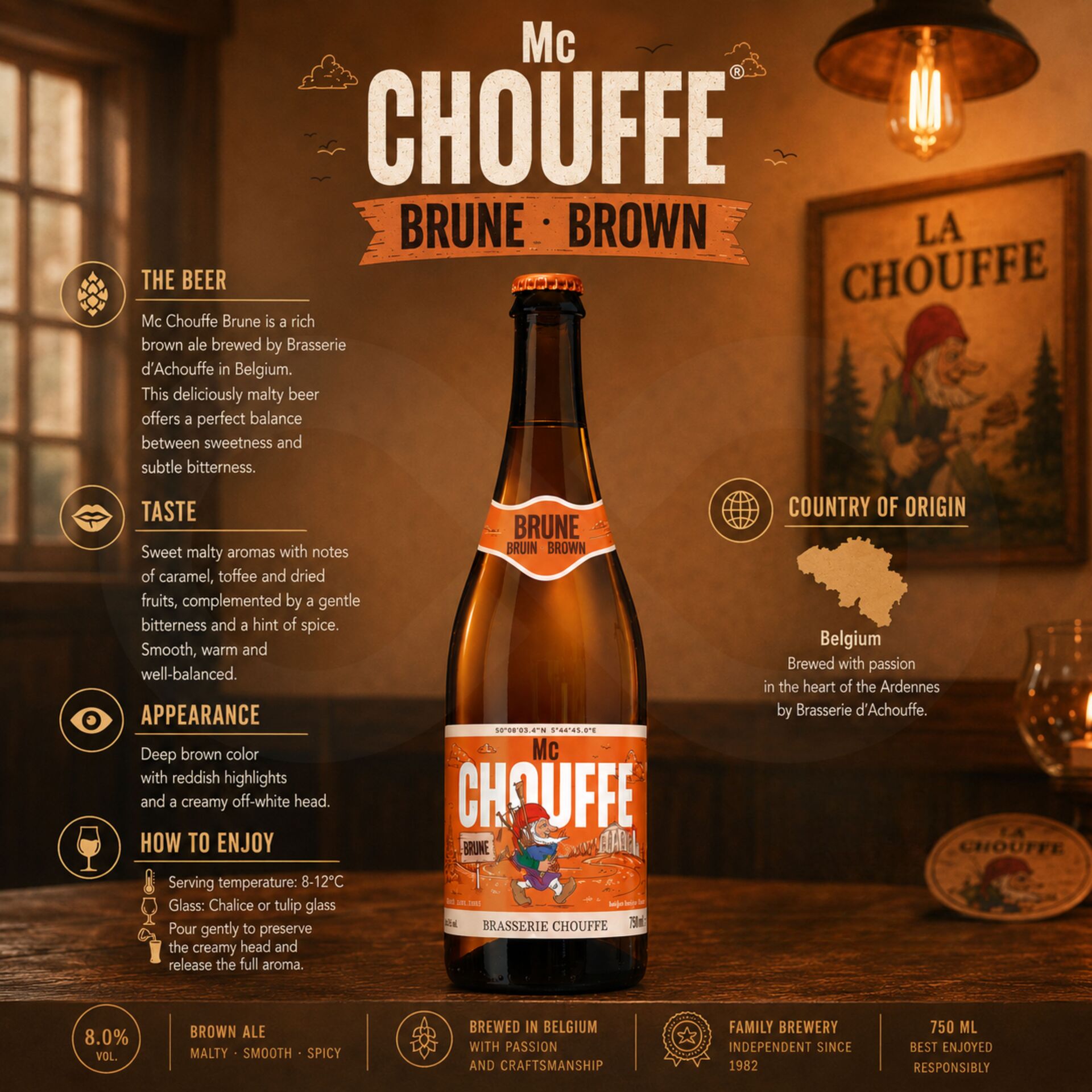 LA CHOUFFE® Bière Brune 750ml