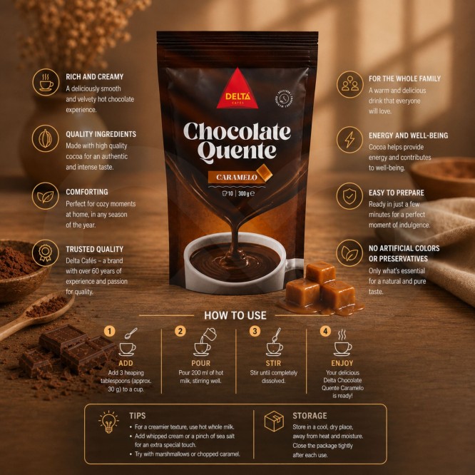 DELTA CAFÉS® Chocolate en Polvo Caliente Caramelo 300g